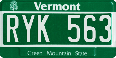 VT license plate RYK563