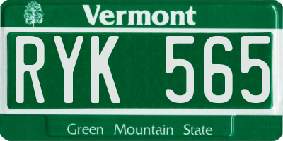 VT license plate RYK565