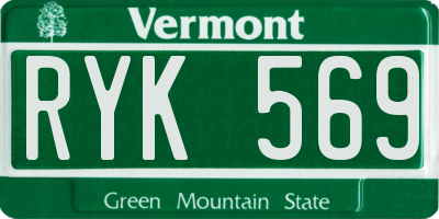 VT license plate RYK569