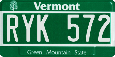 VT license plate RYK572