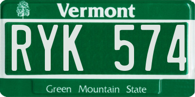 VT license plate RYK574