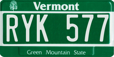 VT license plate RYK577
