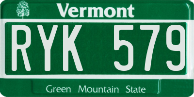 VT license plate RYK579