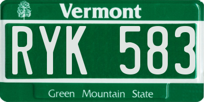 VT license plate RYK583
