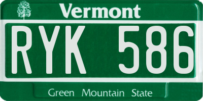 VT license plate RYK586