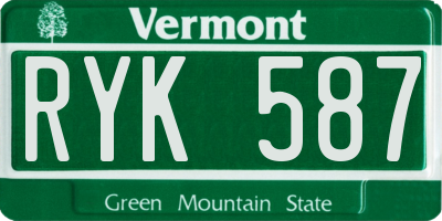 VT license plate RYK587