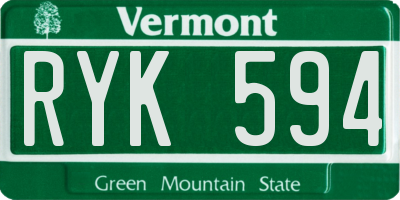VT license plate RYK594