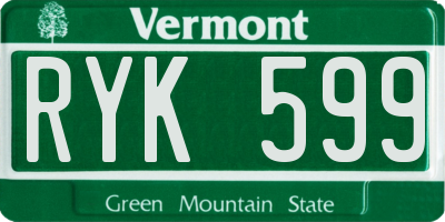 VT license plate RYK599