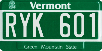 VT license plate RYK601