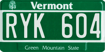 VT license plate RYK604