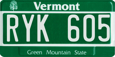 VT license plate RYK605
