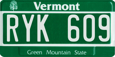 VT license plate RYK609