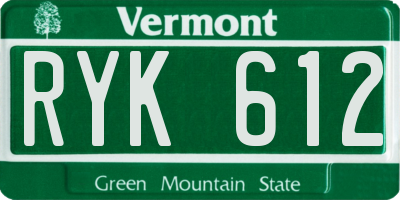 VT license plate RYK612