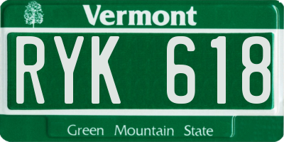 VT license plate RYK618