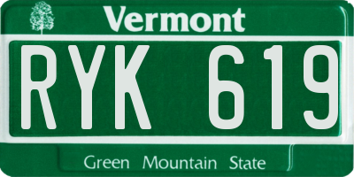VT license plate RYK619