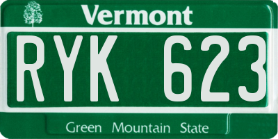 VT license plate RYK623