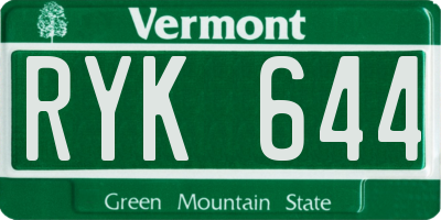 VT license plate RYK644