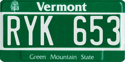VT license plate RYK653