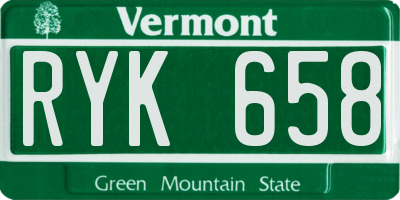 VT license plate RYK658
