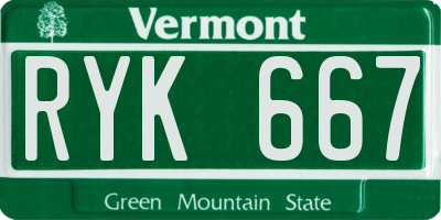 VT license plate RYK667