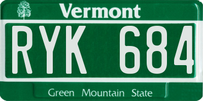VT license plate RYK684