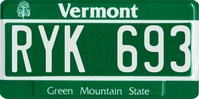 VT license plate RYK693
