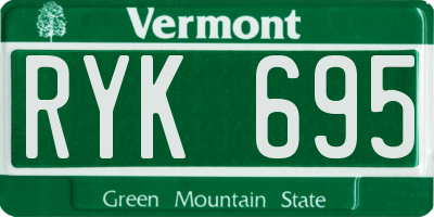VT license plate RYK695