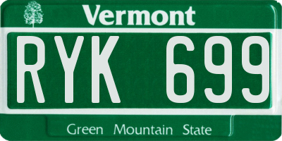 VT license plate RYK699