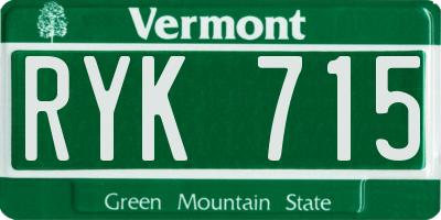 VT license plate RYK715