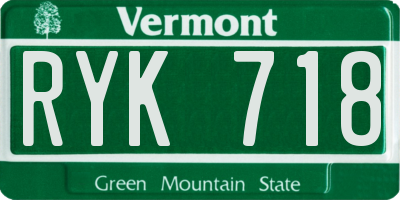 VT license plate RYK718