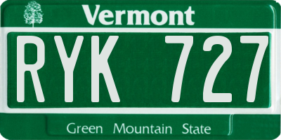 VT license plate RYK727