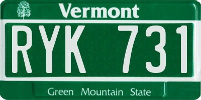 VT license plate RYK731