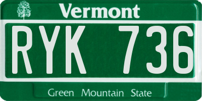 VT license plate RYK736