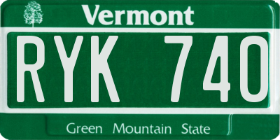 VT license plate RYK740