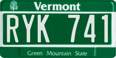 VT license plate RYK741