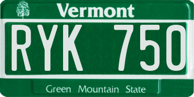 VT license plate RYK750