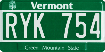 VT license plate RYK754