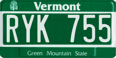 VT license plate RYK755