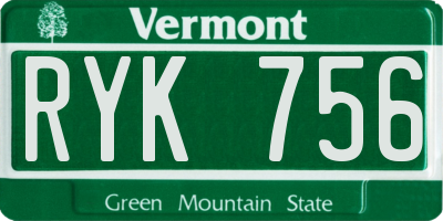 VT license plate RYK756