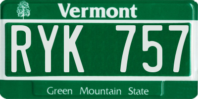 VT license plate RYK757