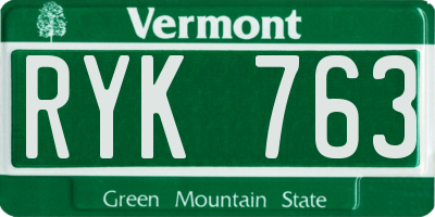 VT license plate RYK763