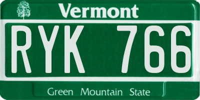VT license plate RYK766
