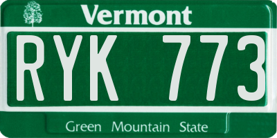 VT license plate RYK773
