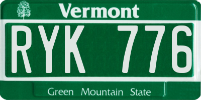 VT license plate RYK776