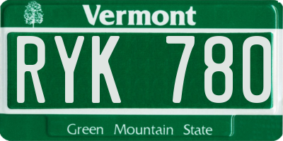 VT license plate RYK780