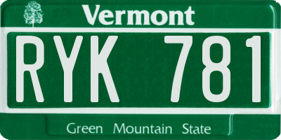 VT license plate RYK781
