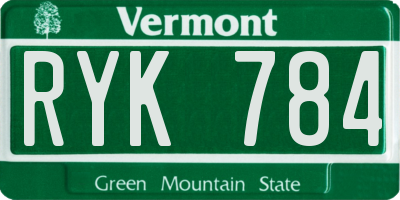 VT license plate RYK784