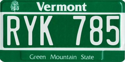 VT license plate RYK785