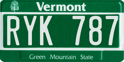 VT license plate RYK787