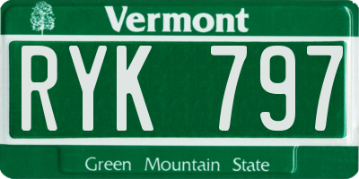 VT license plate RYK797